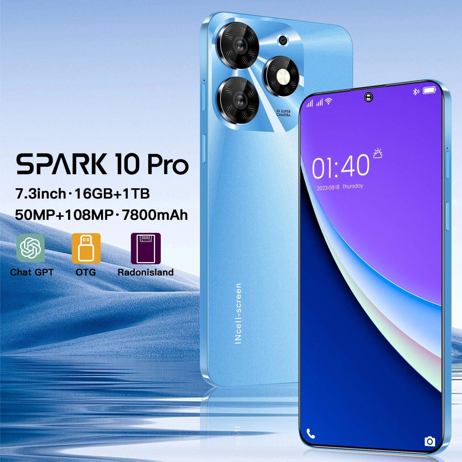 OEM Wholesale Custom Spark 10 Pro Smart Phones 16GB+1TB Face Recognition Dual Sim Feature Phones